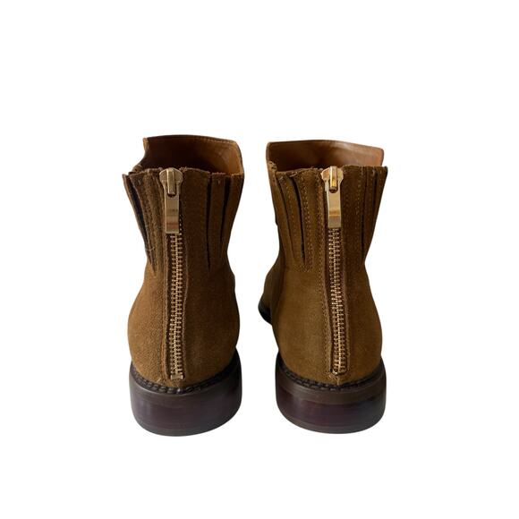 Franco Sarto Women's 8.5  Hawk Boot Tan Wiskey Suede Bootie Back Zip Shoe - Picture 3 of 11